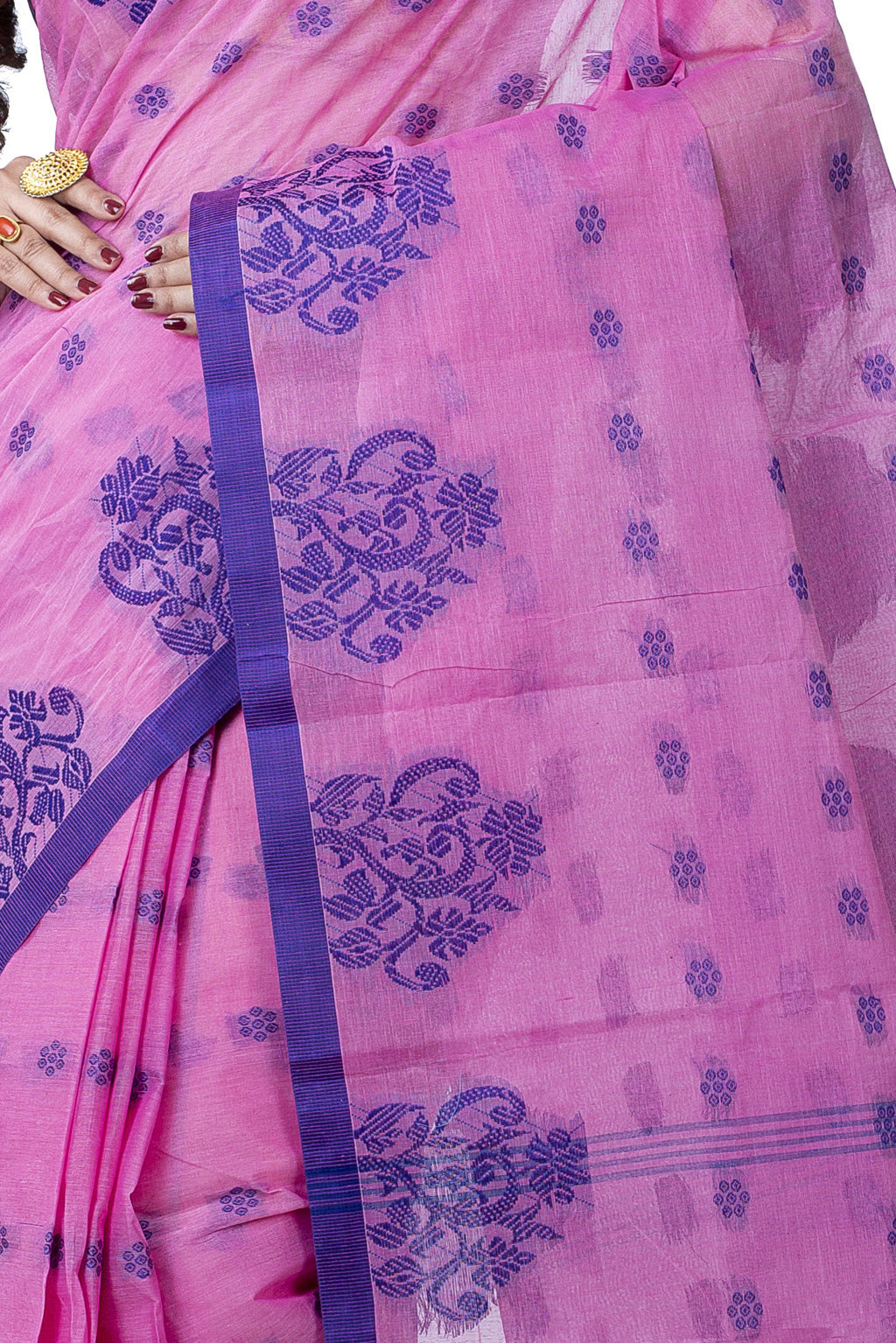 Pink Pure Cotton Botgach Tant Saree (543)